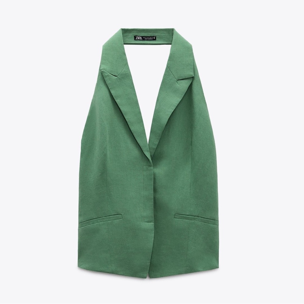Zara Linen Blend Halter Top